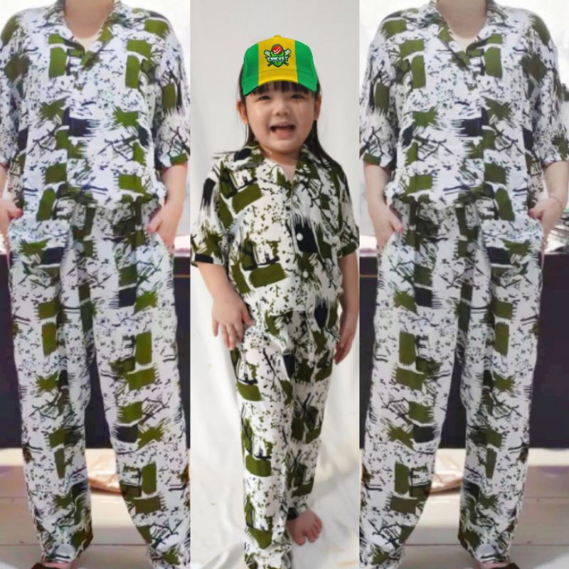 BAJU TIDUR TIE DYE WANITA COUPLE IBU DAN ANAK SETELAN CELANA PANJANG BAJU TIDUR RAYON PIYAMA