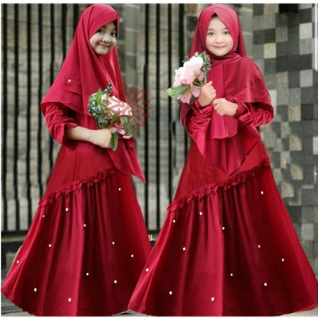 DRESS KHARISMA SET SYARI KIDS Baju Gamis Syari Anak Muslimah Tanggung ABG Remaja Model Terbaru 2022 