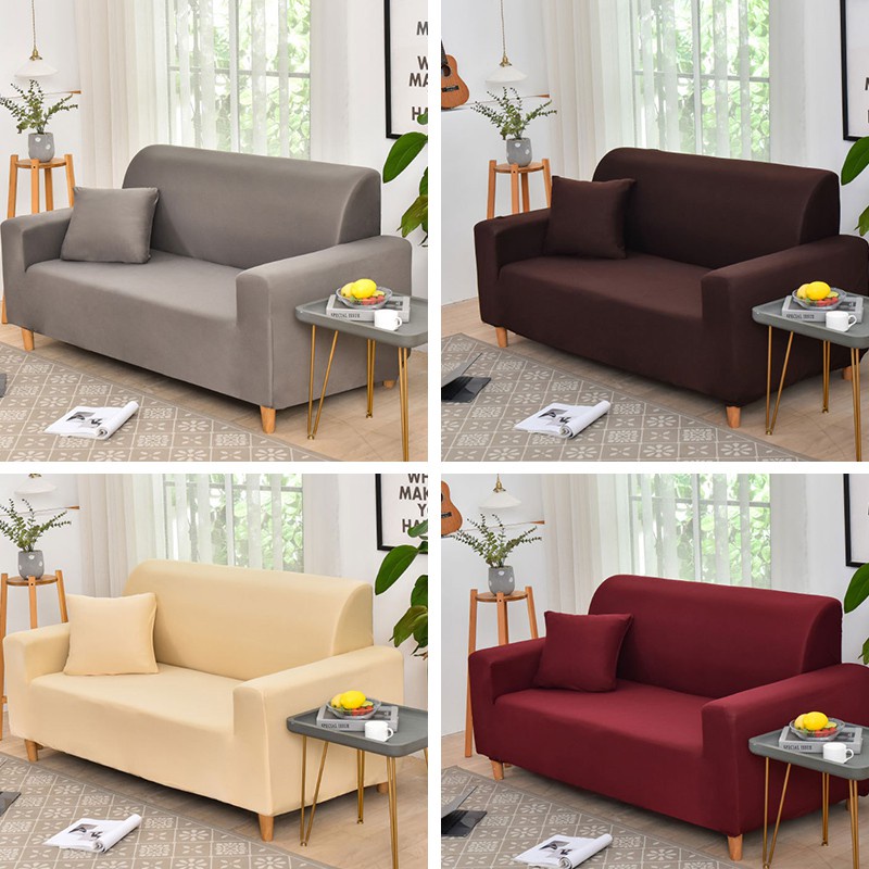 Rindu.Star Cover Sofa Anti Selip Sarung Sofa Pattern Polos Seater 1 2 3 4 Motif Polos Elastic Sarung bantal sofa Cushion Protector Covers