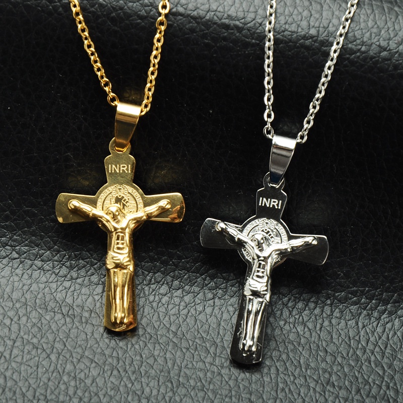 Kualitas Tinggi Stainless Steel Salib Yesus Kalung Liontin Non-memudar Hypoallergenic Best Wishes Gift N-22030