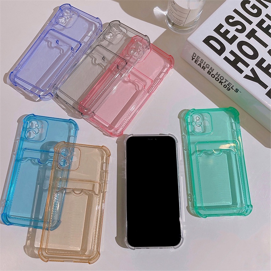 Samsung A22 A02 A82 A72 A52 A42 A32 A12 A10s Case Clear Card Holder Shockproof Phone Case Protective Cover-1
