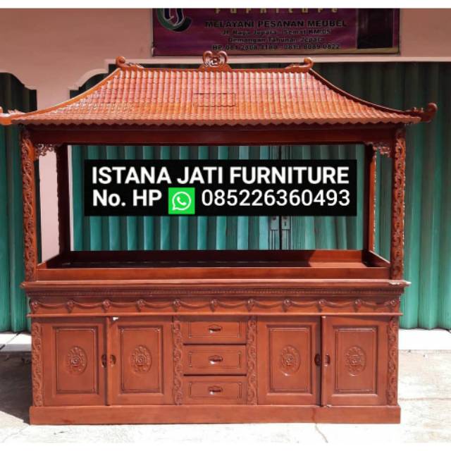 Meja aquarium  atap bufet bahan kayu jati