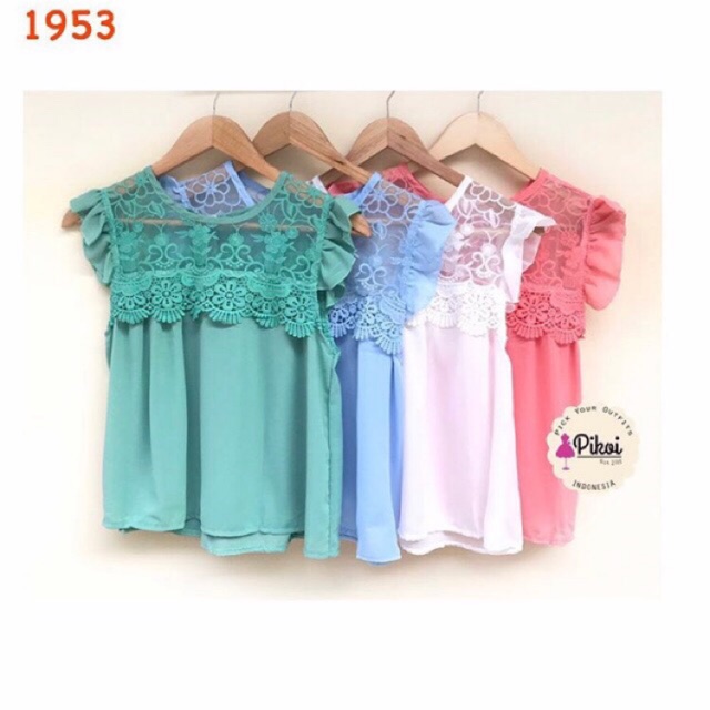 Blouse katun putih cantik / blouse bangkok murah / blouse lace cantik / blouse cewek murah / 1953