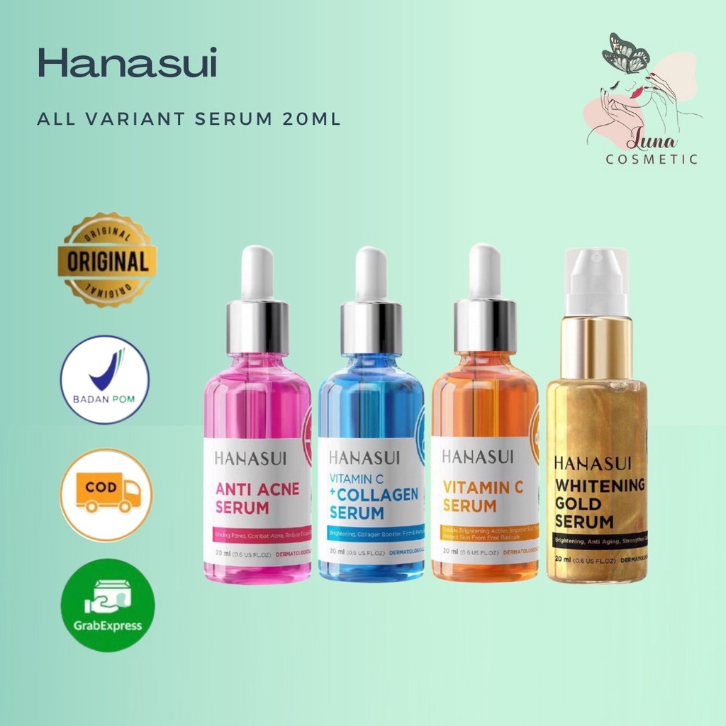 Hanasui Serum Wajah 20ml Whitening Gold | Vitamin C + Collagen | Anti Acne Serum | Vitamin C Serum BPOM