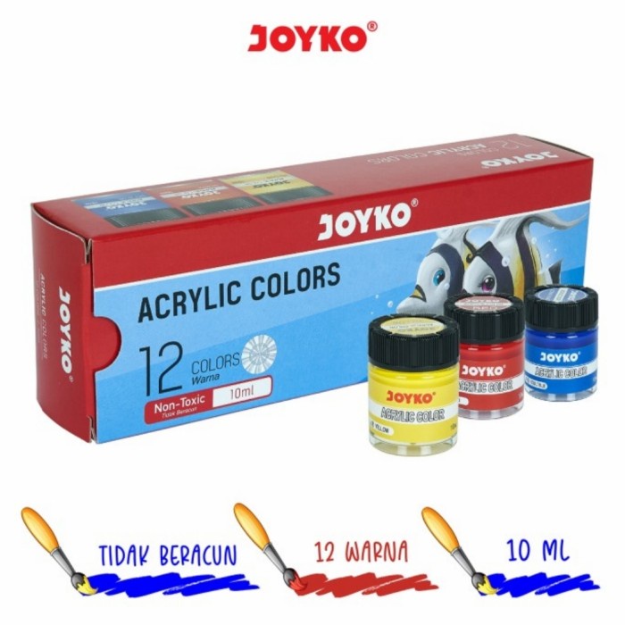 

Trendi Cat Acrilic Color Joyko Acc-10Ml-Set 12 Bergaransi