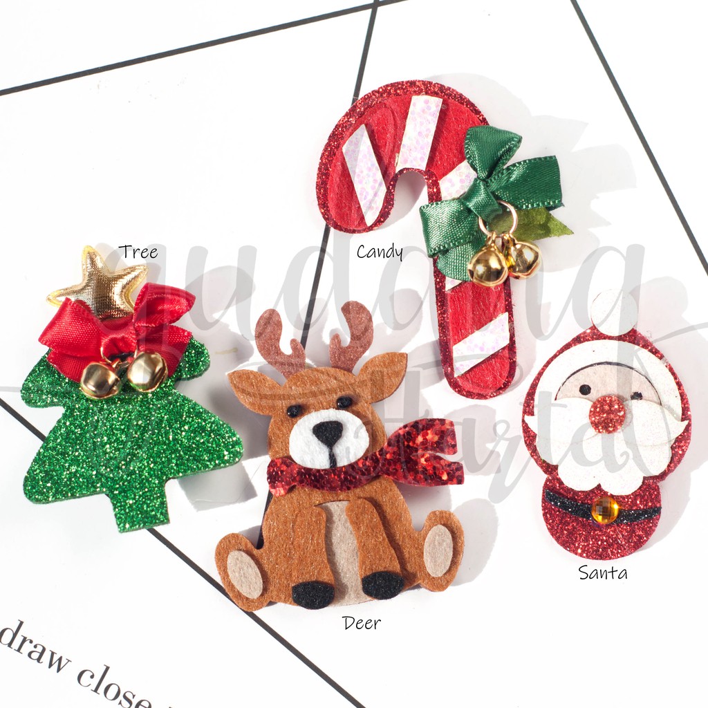 Pin Natal Christmas Bros Lucu Unik Pin Cantik Murah Candy Deer Santa Tree GH 208035