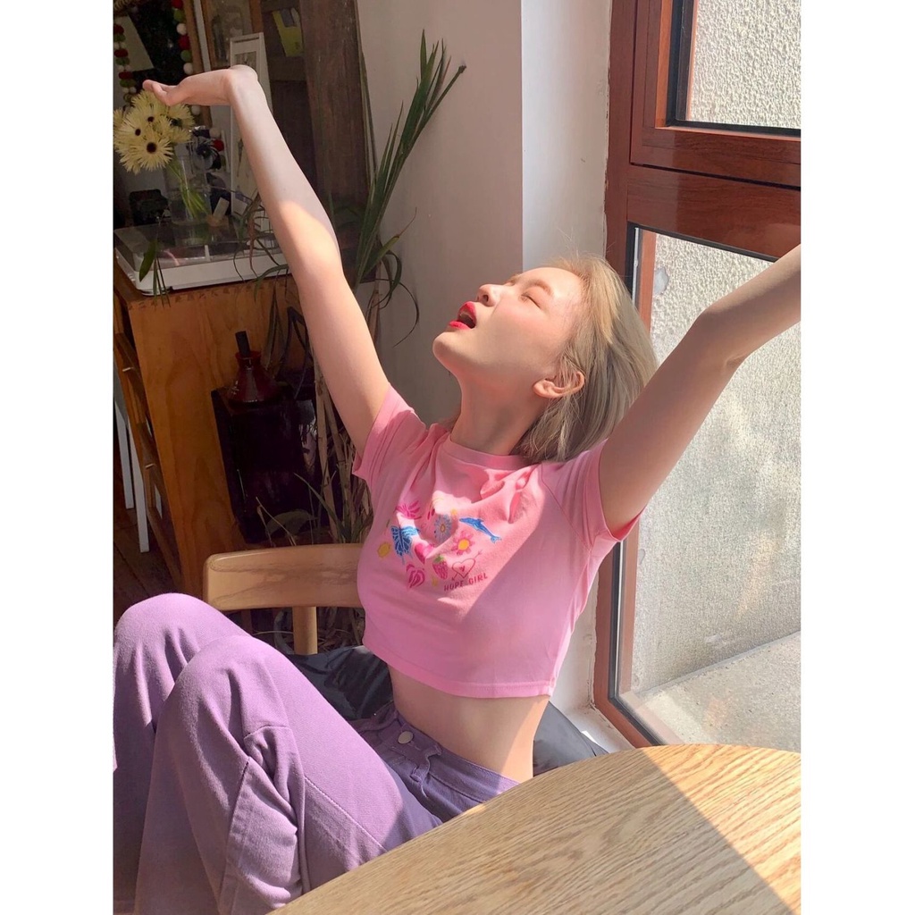 Lucu girly T-shirt lengan pendek musim panas baru manis hot girl Amerika slimming kemeja lengan pend