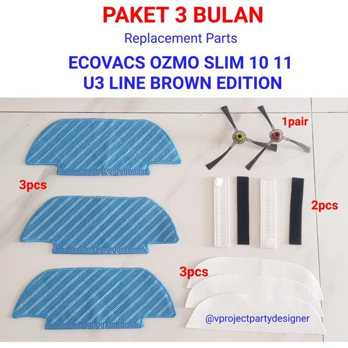 ECOVACS DEEBOT OZMO SLIM 11 10 U3 LINE EDITION Replacement Parts 3M Lc