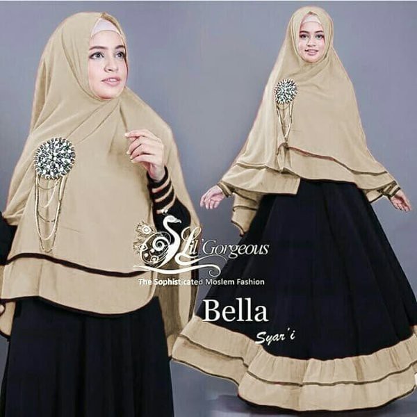 Baju Muslim Wanita Bella Syari Coksu Hitam NI - Baju Gamis Muslim Wanita Jersey Coksu Hitam