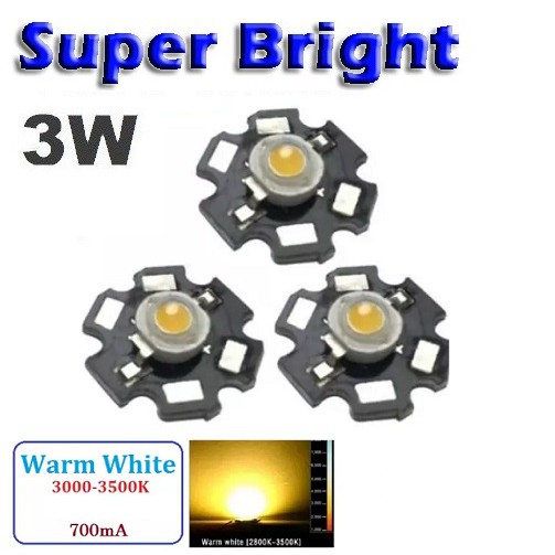 +PCB High Power LED 3W Warm White Emitter Bead - Biji LED Super Bright 3 Watt Kekuningan Warm White
