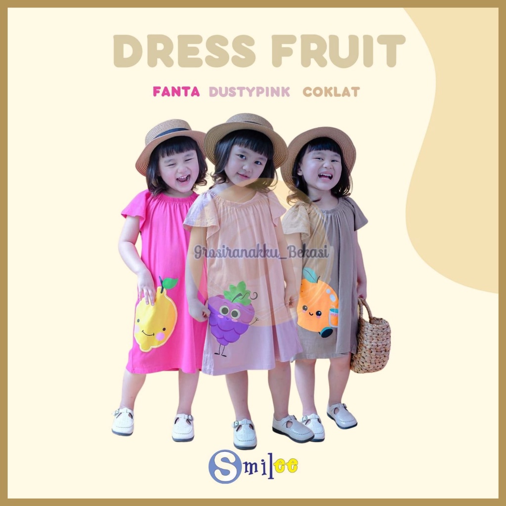 Dress Anak Smilee Fruit Mix Motif Size 1-5 thun