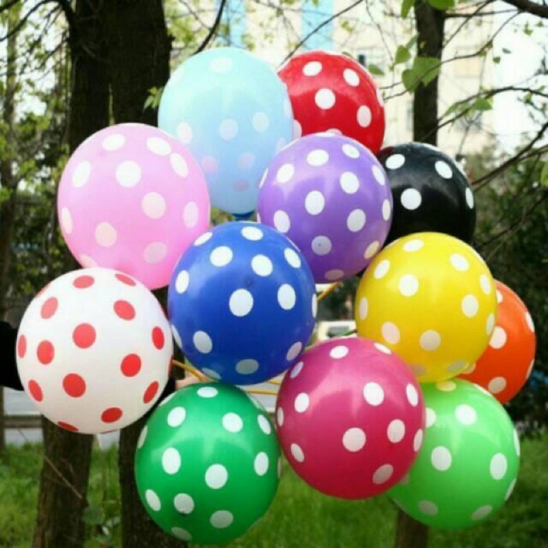 balon latex polkadot 12 inc satuan high quality / balon pesta /