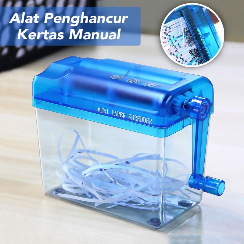 Penghancur Kertas Manual CD Card Paper Shredder - SZ-123 - Blue