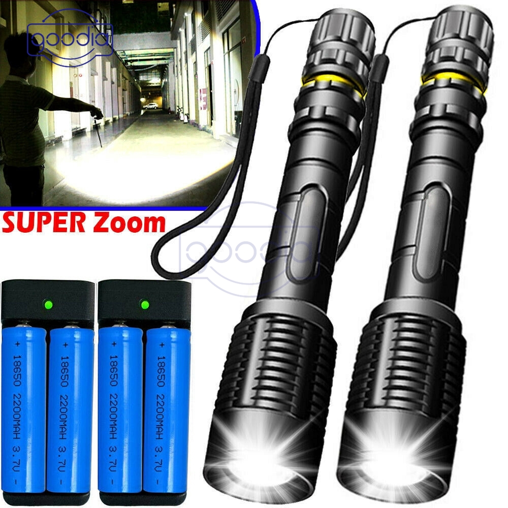 ✫〖ready to ship/COD〗✫ Senter Kepala LED 350000lm xml2-t6 Tactical Zoomable dengan Charger + Baterai