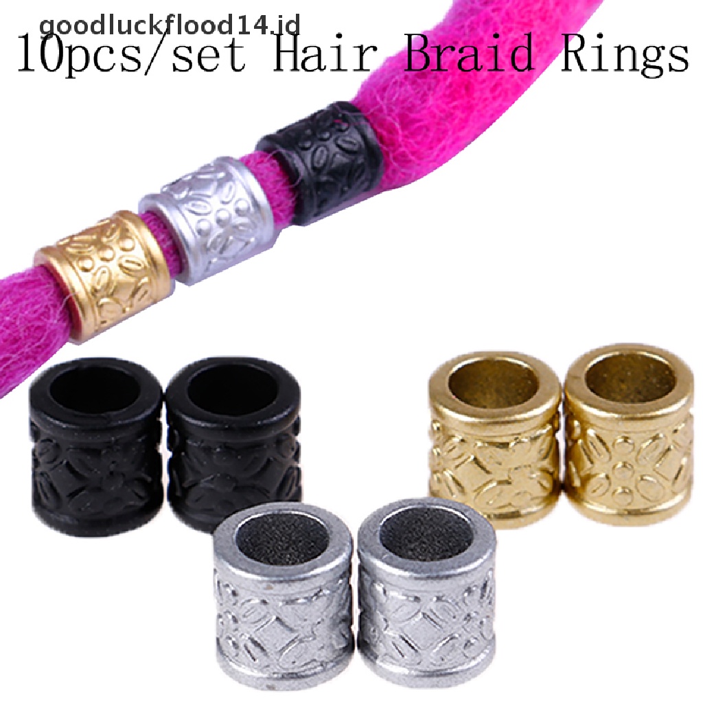 [OOID] 10pcs/pack Dreadlock Hair Braid Ring Beads Dreadlocks Cuff Clip Hair Accessories ID