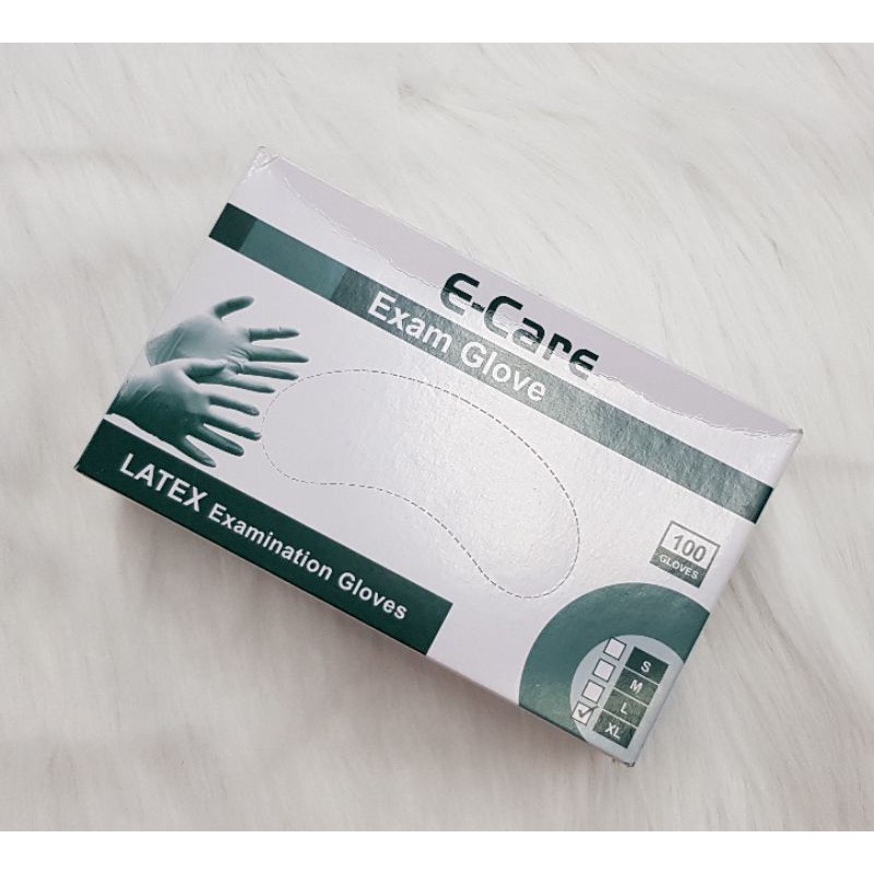 SARUNG TANGAN LATEX/HANDSCOON/GLOVES LATEX E-CARE XL Isi 100pcs