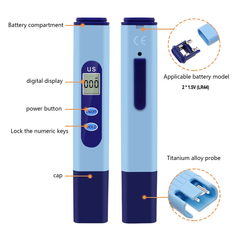 Kiss Tester Konduktivitas Listrik Portable Pen Type Digital TDS EC Meter Untuk Air