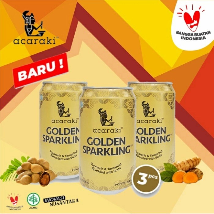 

Golden sparkling acaraki 320ml minuman kunyit asam soda (dapat 3) (BERKUALITAS)