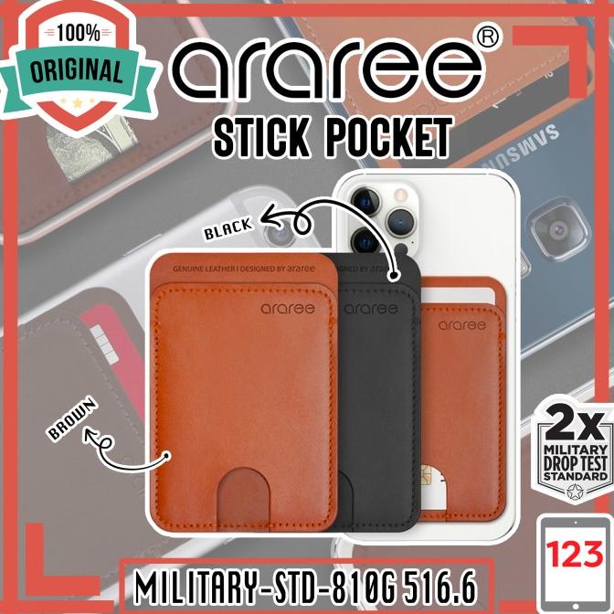 

Office & Stationery | Document Organizer | Araree Stick Pocket Wallet Genuine Leather Card Holder Original Case | Best Seller