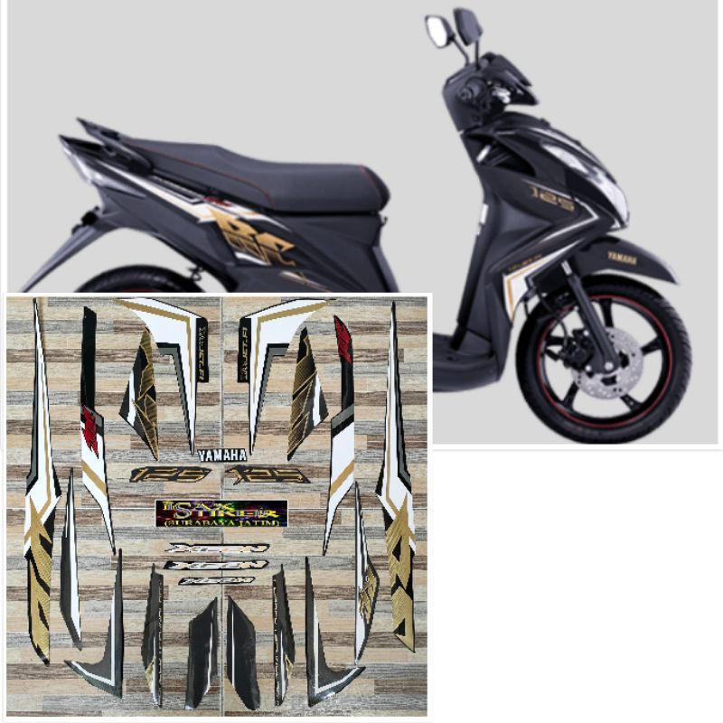 striping original Yamaha Xeon RC hitam gold tahun 2014 2015