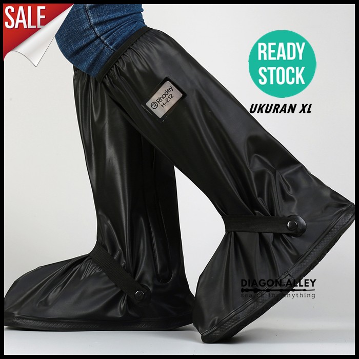Jas Hujan Sepatu XL L M S Shoes Cover Premium Sepatu Sarung Sepatu Anti Air Waterproof Reflektor Cahaya - TRANSPARAN