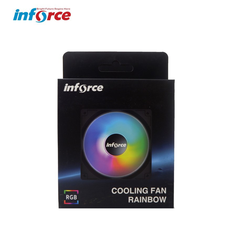 INFORCE COOLING FAN CASING 120MM 12CM RGB CPU COOLER - MULTICOLOR, FAN CASING RGB 12CM, FAN LED 12CM -  Inforce Cooling Fan RAINBOW - Inforce Cooling Fan RAINBOW SLIM RING - Inforce Cooling Fan MULTICOLOR