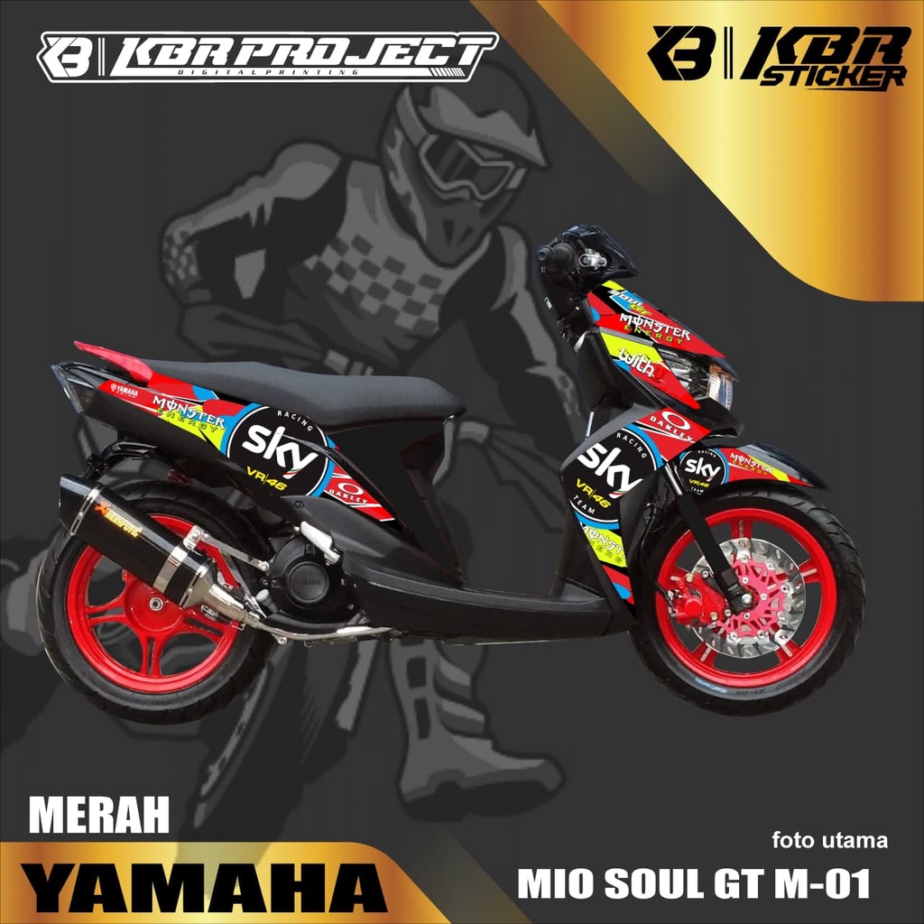 (COD)Striping MIO SOUL GT M-01 - Motor Yamaha - Sticker Variasi - Racing Design SKY VR46 Terbaru