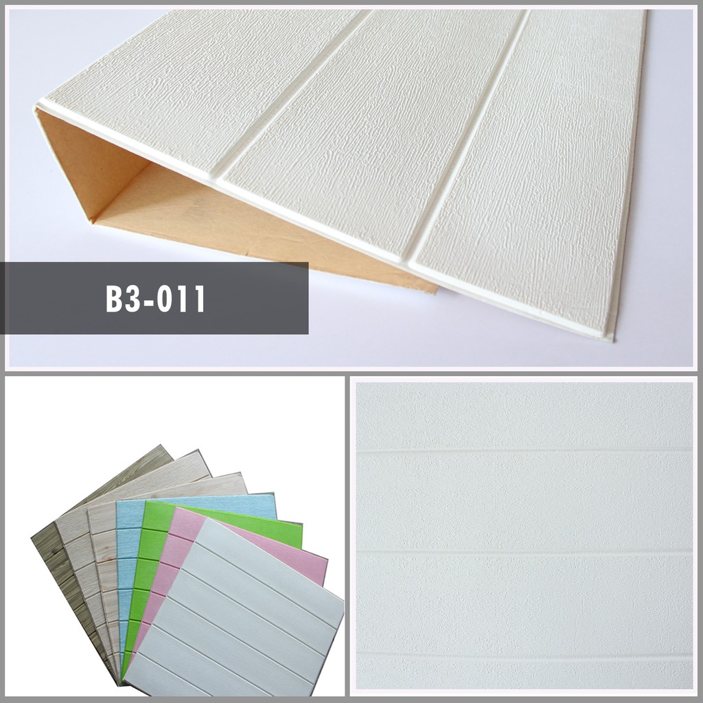 Wallfoam 3D Motif Kayu warna Putih