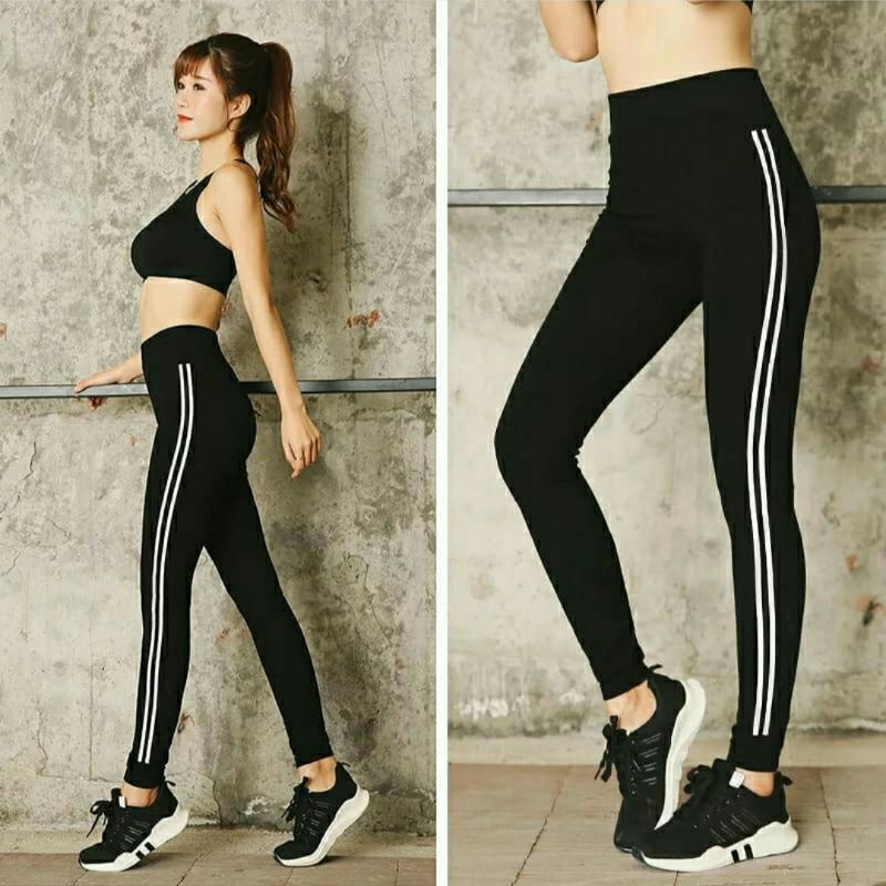 Legging panjang list putih / Legging import list putih / legging wanita