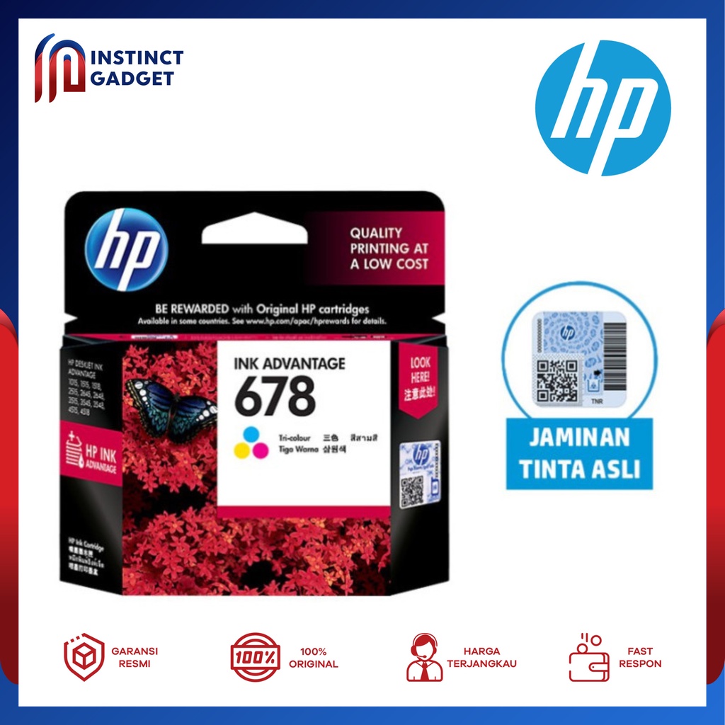 Tinta Isi Ulang Refill Printer HP 678 Tri Color Colour Ink Cartridge Original Garansi Resmi