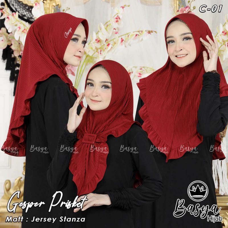 [Basya Hijab] GESPER PLISKET••jilbab instan jersey stanza••bergo instan pet rempel gesper
