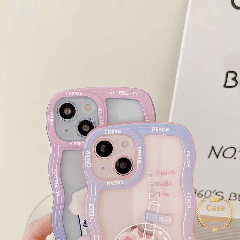 Casing VIVO Y36 Y02 Y15 Y12i Y21 Y21A Y33s Y21s Y12 Y20 Y21T Y33T Y20s G Y11s T1X Y11 Y12s Y20G Y12A Pink Milk Tea Fresh Sparkling Water Wave Frame Shockproof Bumper Soft Cover