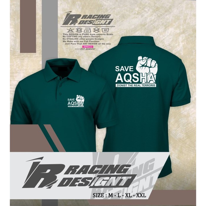 ( HOT ITEM )  Poloshirt / Kaos Polo Save Aqsha Palestine Terbaru Kuallitas Distro  -IR