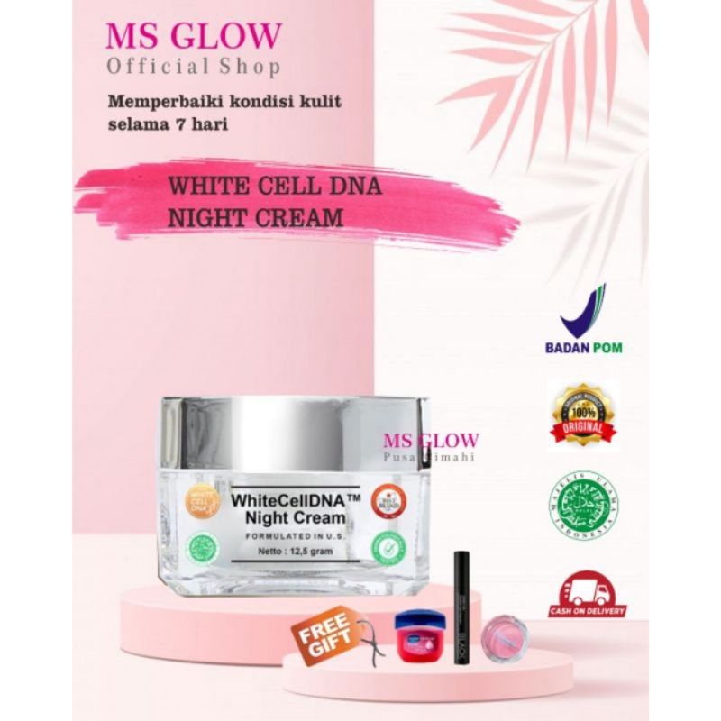 MS Glow white Cell dna night cream 100% original cream malam