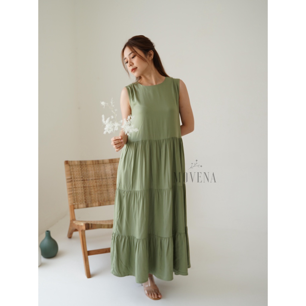 Heidy Flowy Dress / Maxi Dress / Midi Dress Sleeveless Rayon-1