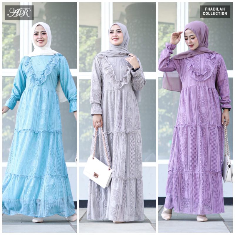 sabrina maxy brukat korea // gamis brukat korea malika // zenia dress // yuniar dress brukat korea