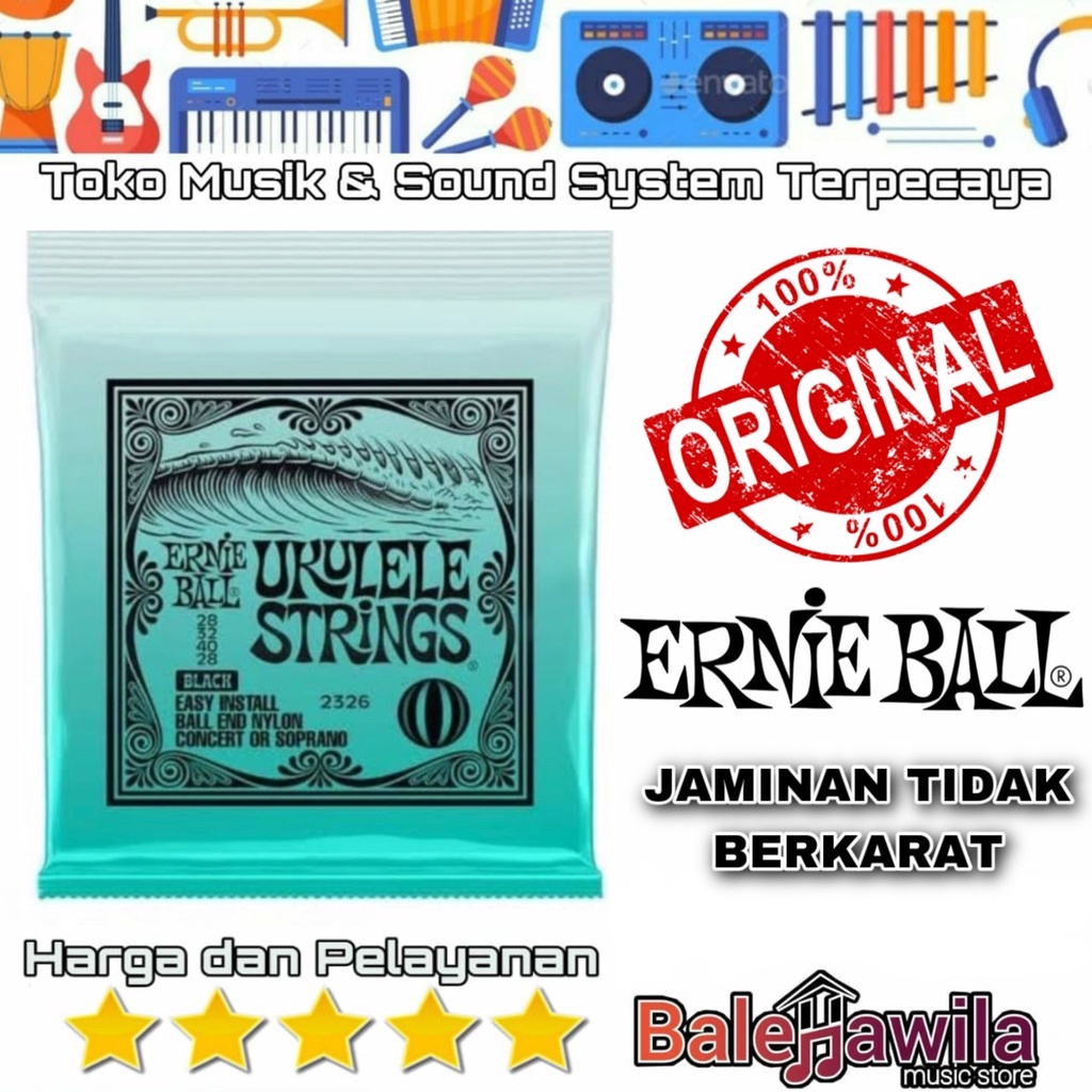 Ernieball 2326 Ernie Ball 2329 Concert / Soprano Nylon Ball End Ukulele String Black , Clear