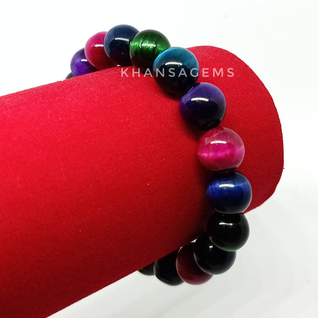 GELANG BATU NATURAL RAINBOW TIGER EYE DIM BAGUS