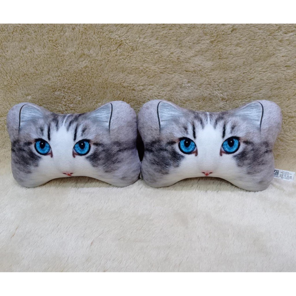 Koleksi Bantal Mobil: Bantal Mobil Kepala dan Leher dengan Motif Lucu dan Berkualitas BerSNI | Bantal Kepala Mobil Sepasang Head Rest Kucing Lucu