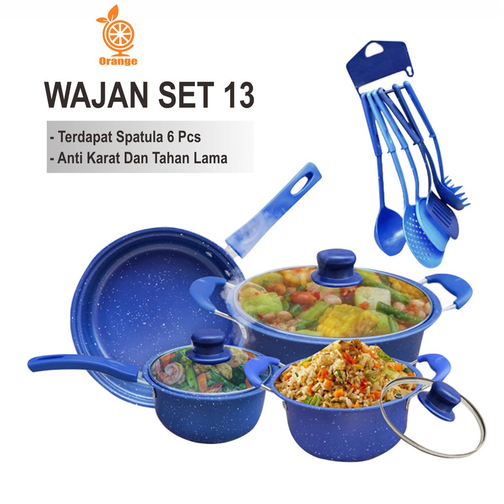 Panci Set Teflon Marble 13 Pcs Cookware Set Tutup Kaca TG-2