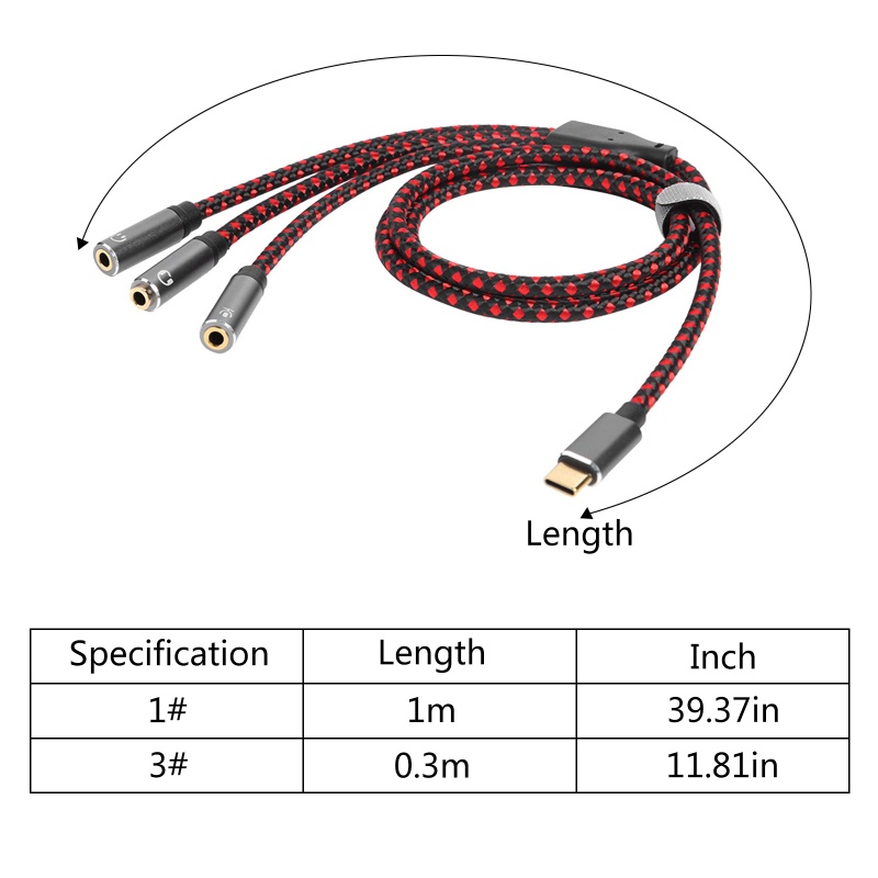 Bt USB C Ke 3.5mm Headphone Splitter, Tipe C Ke Triple Kabel Adaptor Port 3.5mm Untuk Note10 /9/S22/S21/S20