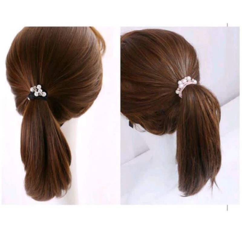 IKAT RAMBUT &amp; GELANG KOREA DENGAN MUTIARA ISI 5 PCS