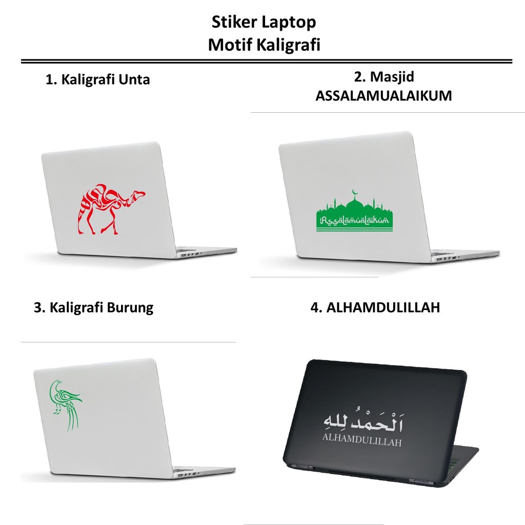 Stiker Laptop Motor Lafadz Kaligrafi Alhamdulillah Burung Unta Assalamualaikum Muslim Islami Kata