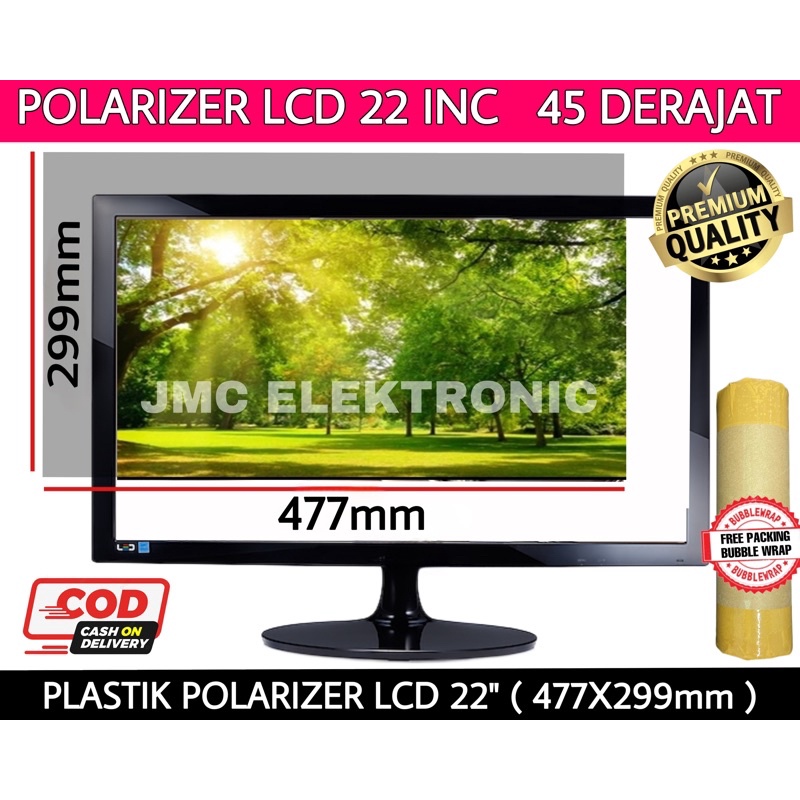 POLARIZER LCD 22 INC 45 DERAJAT POLARISER POLARIZED LCD 22 INCH 477X299 MM PLASTIK LCD POLARIS 22IN 45 DERJT