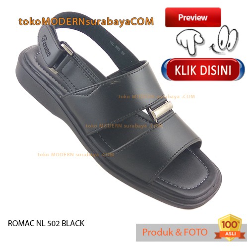 ROMAC NL 502 BLACK Sandal Pria Casual Sopan Slide Flip Flop