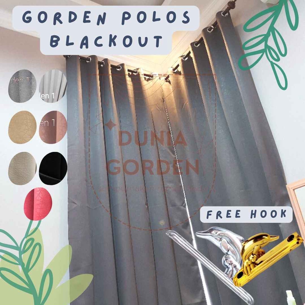 Gorden Jendela Blackout Polos Gordyn Minimalis Polos Warna Abu Merah Coklat Ungu Pink Hijau