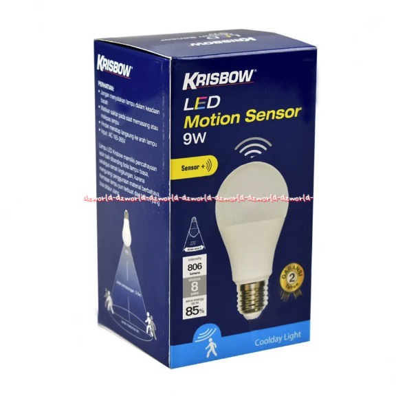 Krisbow LED Motion Sensor 9w Lampu Bohlam Bola Lampu Dengan Sensor Gerak Cool Daylight 9 watt Lampu Otomatis Menyala Saat Ada Gerak Pergerakan Kris Sensors Lamp Light