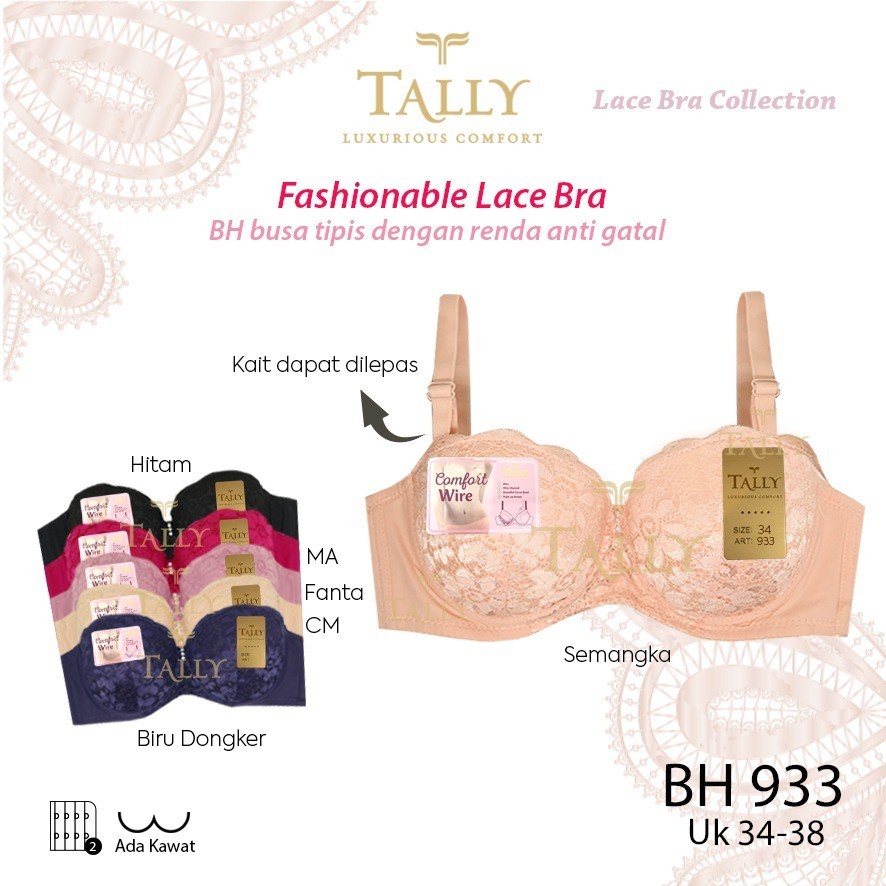 TALLY 933 Bh Harian Ada Kawat Busa Tipis Nyaman Dipakai Bra Underwear