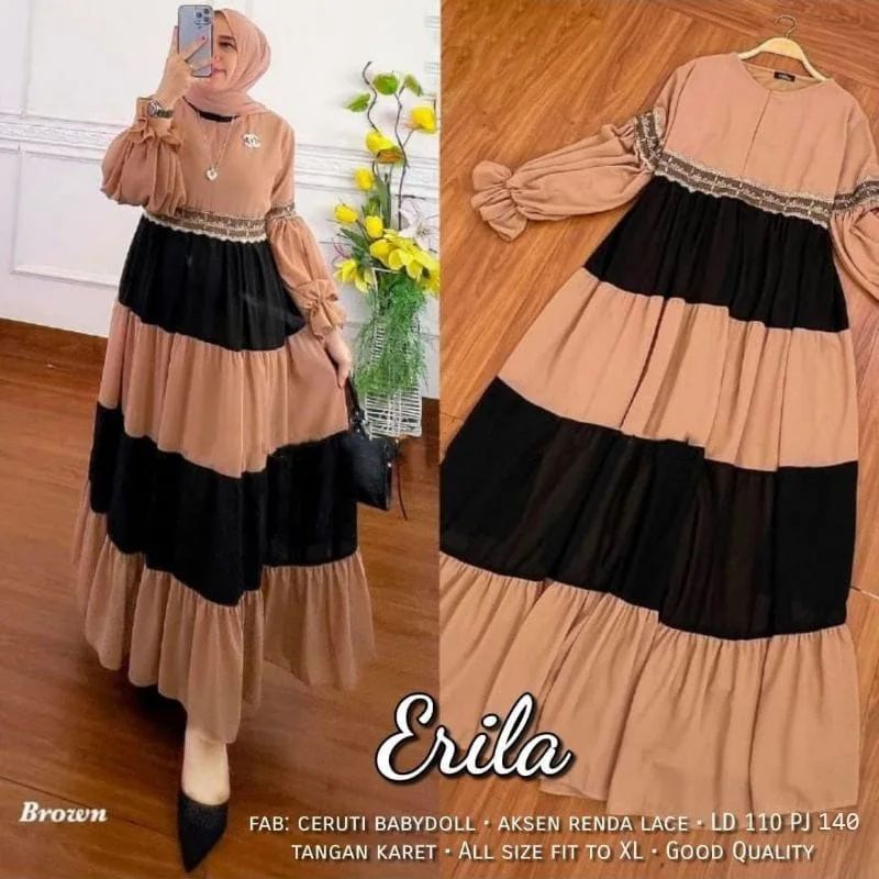 ERILA DRESS MC Bahan CERUTY BABYDOLL MIX PURING Dress Model Terbaru   BAJU DRES WANITA TERBARU KENIAN SIMPLE DAN ELAGAN BAJU DRES MODEL TERBARU 2022