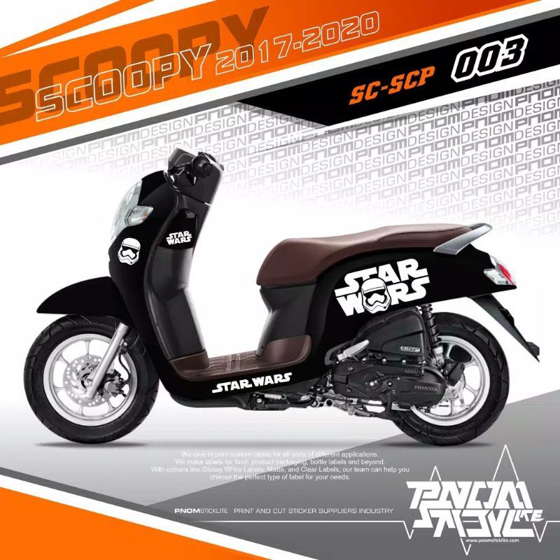 Cutting Sticker Striping Scoopy Hitam 2017 - 2021 Star Wars Putih